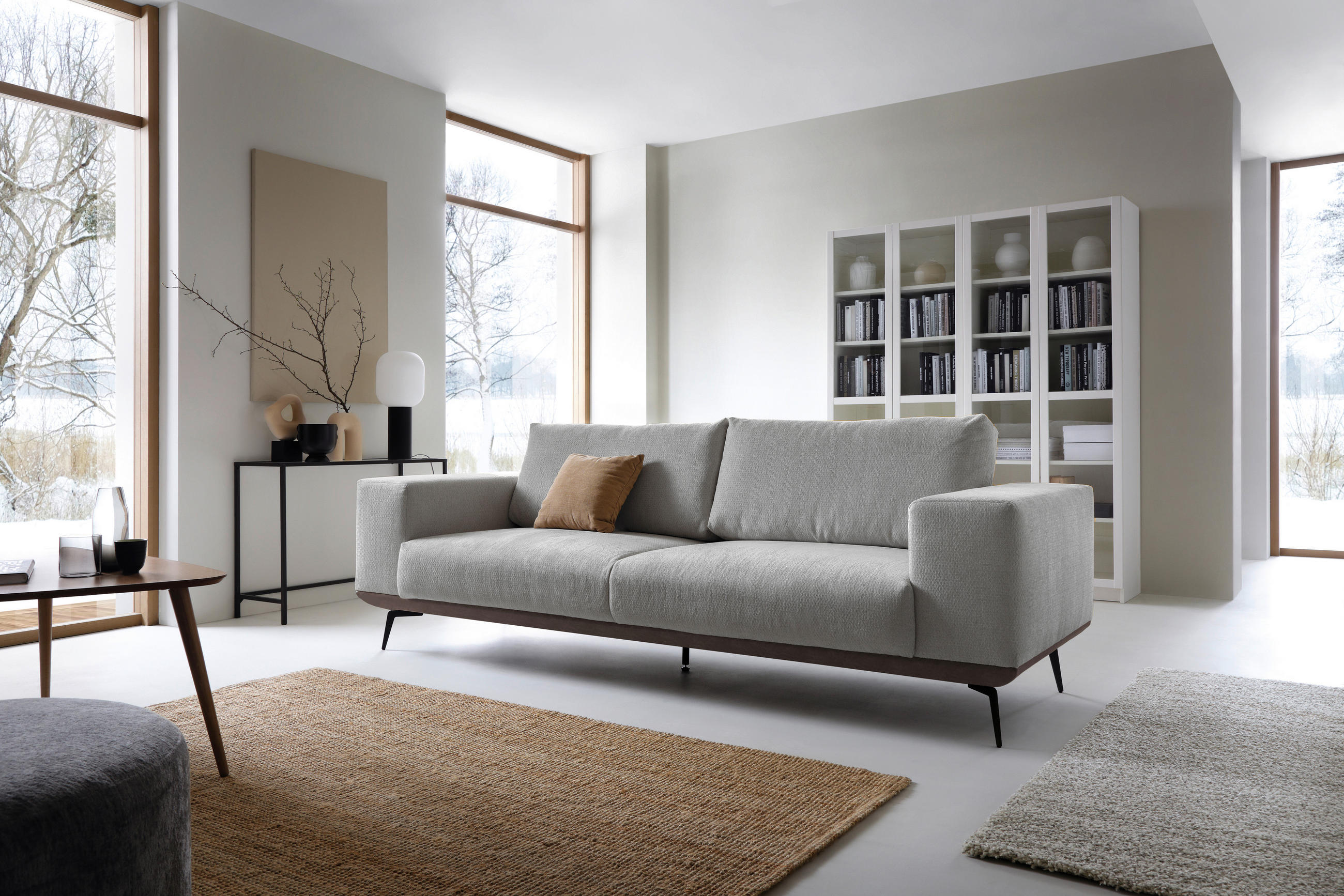 2-SITZER-SOFA Chenille Grau  - Schwarz/Grau, Design, Holz/Textil (260/87/95cm) - MID.YOU