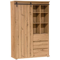 HIGHBOARD  120/182/43 cm 3 Schublade(n)  - Eichefarben/Schwarz, LIFESTYLE, Holzwerkstoff/Kunststoff (120/182/43cm) - Milino