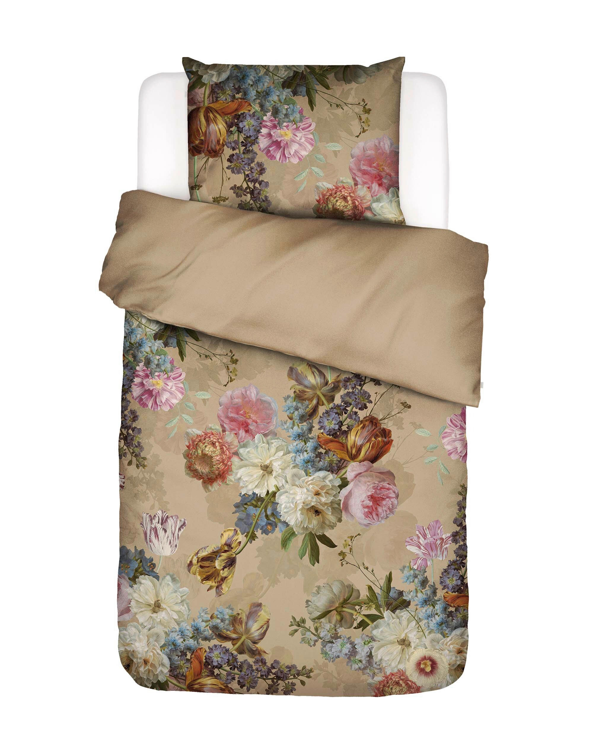 BETTWÄSCHE 2-teilig Rosabelle Satin 135/200 cm  - Sandfarben, KONVENTIONELL, Textil (135/200cm) - Essenza