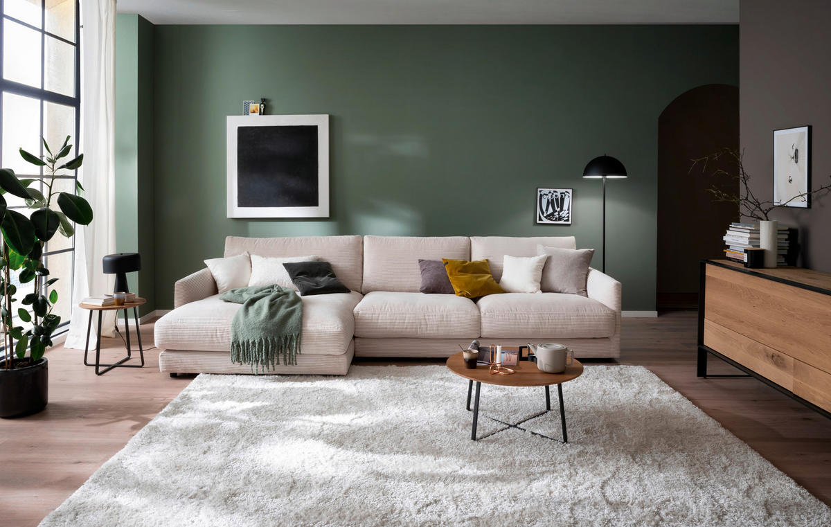 ECKSOFA  in Cord Beige  170/322 cm  - Beige/Schwarz, Design, Kunststoff/Textil (170/322cm) - Schöner Wohnen