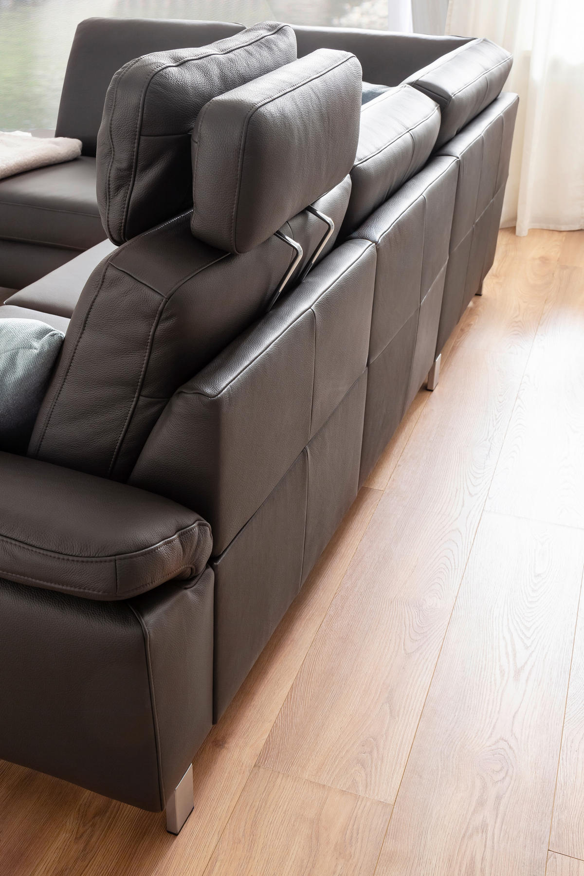 ECKSOFA in Echtleder Braun  - Chromfarben/Braun, Design, Leder/Metall (200/271cm) - Pure Home Lifestyle