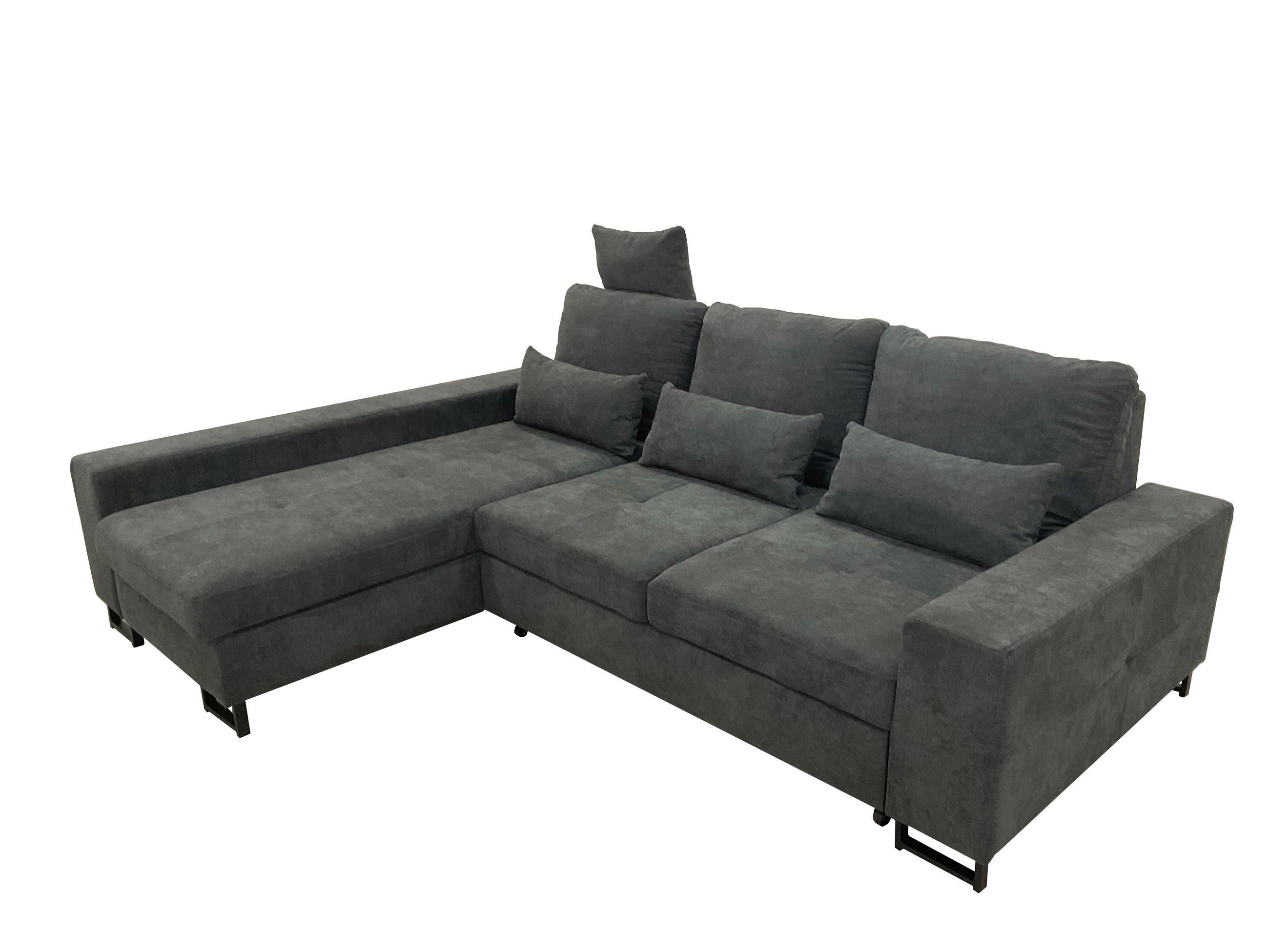 SJEDEĆA GARNITURA tekstil  tamno siva   - tamno siva/crna, Moderno, tekstil/metal (192/260cm)