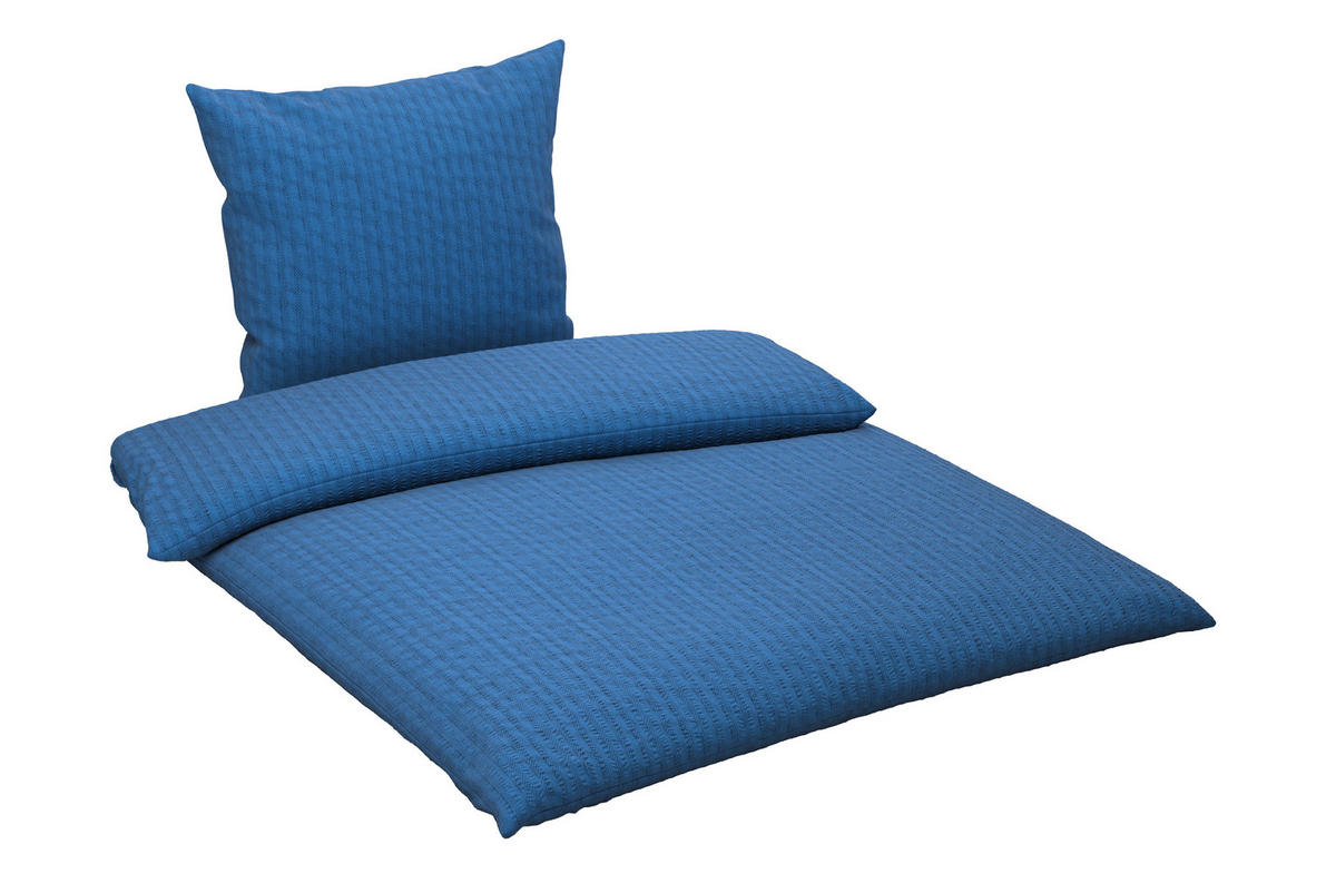 BETTWÄSCHE Seersucker 200/200 cm  - Blau, Textil (200/200cm) - Novel