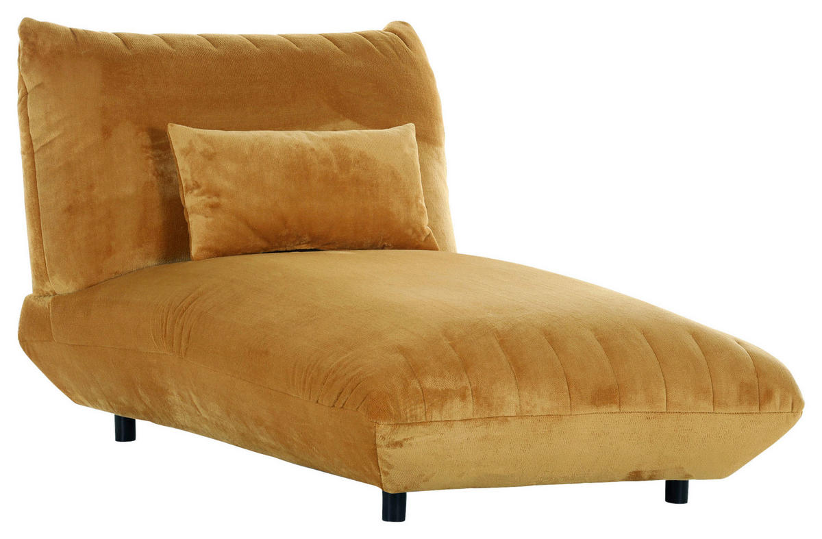 LIGGFÅTÖLJ i plysch orange  - orange/svart, Klassisk, textil/plast (100/86/166cm) - MID.YOU