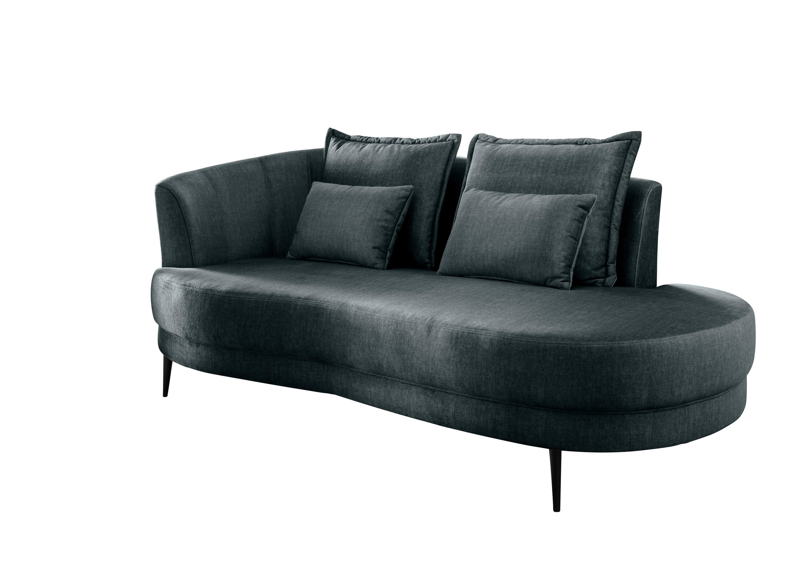 OTTOMANE Velours Blau  - Blau/Schwarz, MODERN, Textil/Metall (211/85/101cm) - Livetastic
