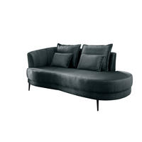 OTTOMANE in Velours Blau  - Blau/Schwarz, Modern, Textil/Metall (211/85/101cm) - Livetastic