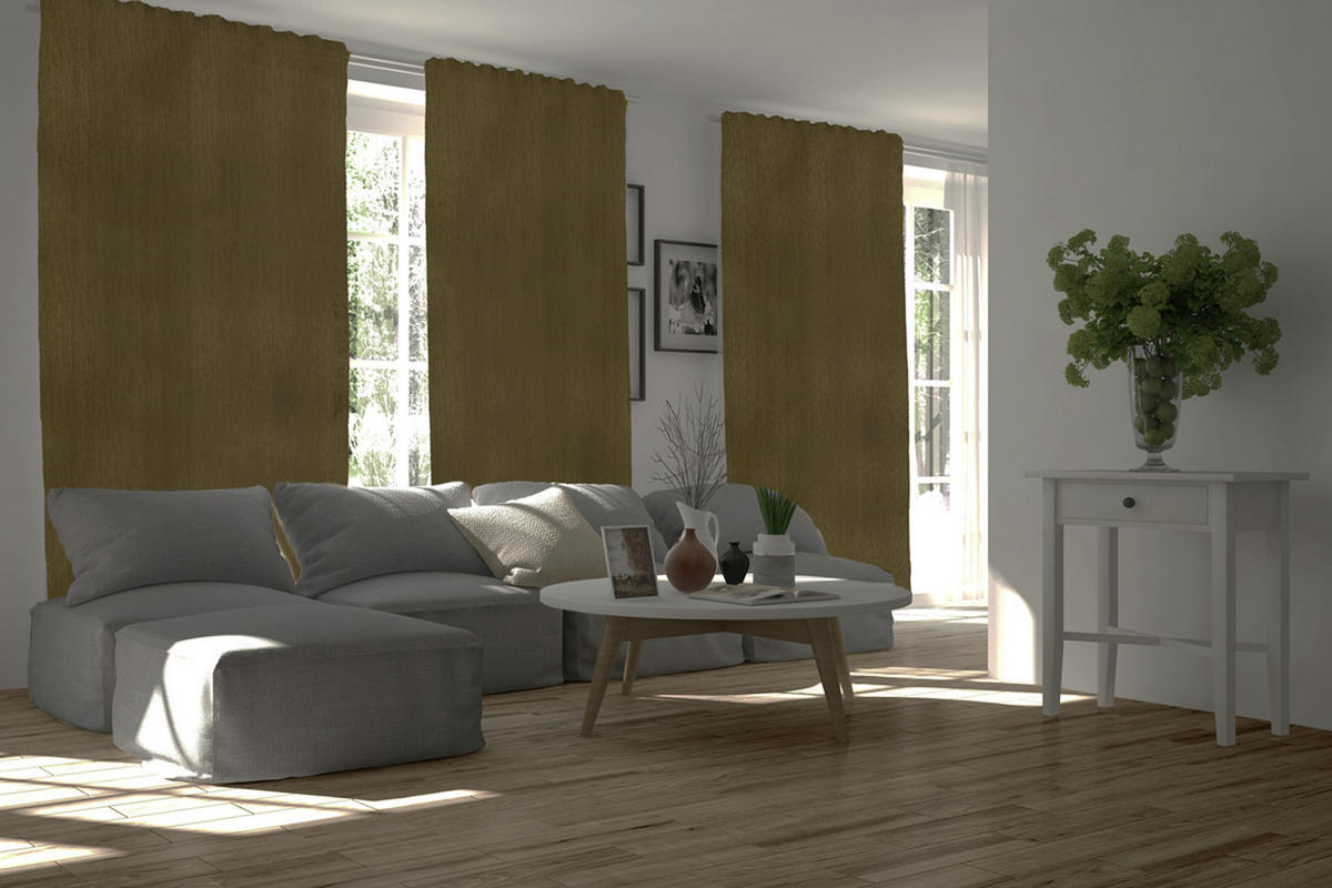 WÄRMESCHUTZVORHANG MILTON Verdunkelung 140/245 cm   - Dunkelgelb, Basics, Textil (140/245cm)