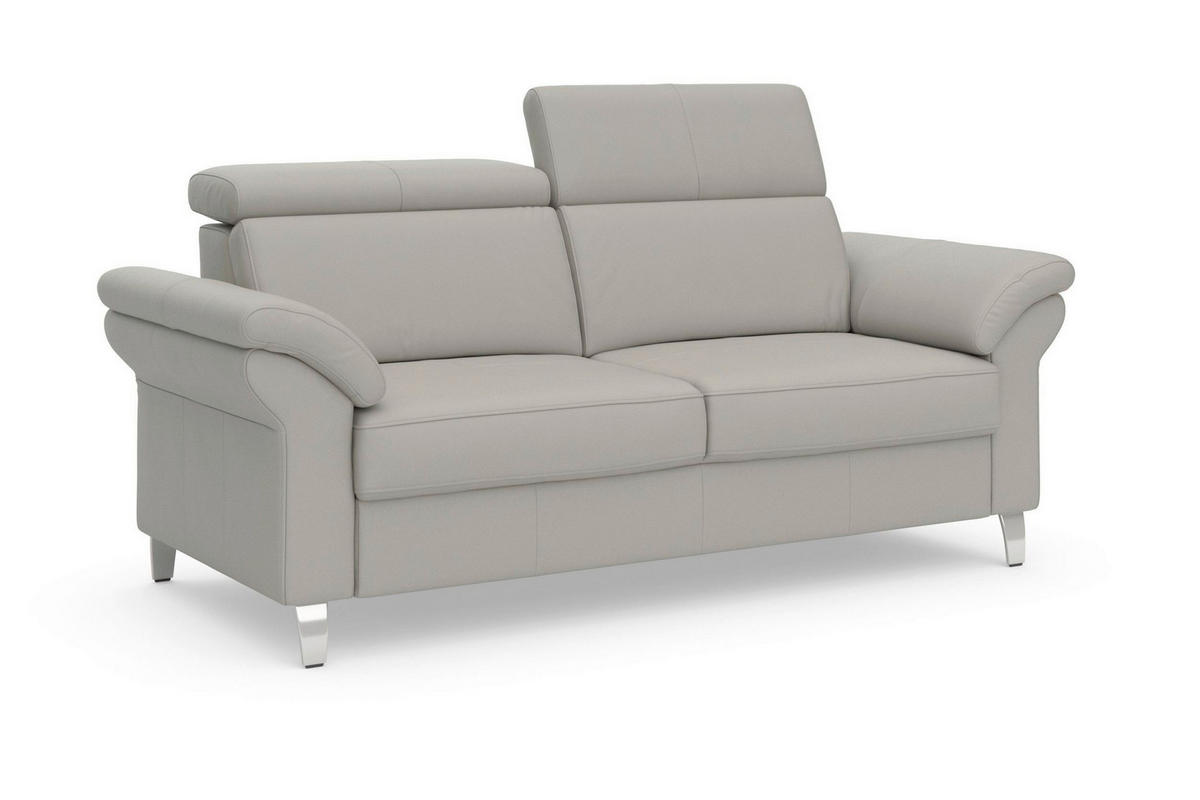 3-SITZER-SOFA ARNGAST E Echtleder Hellgrau  - Chromfarben/Hellgrau, Basics, Leder/Metall (186/84/93cm) - Sit & More