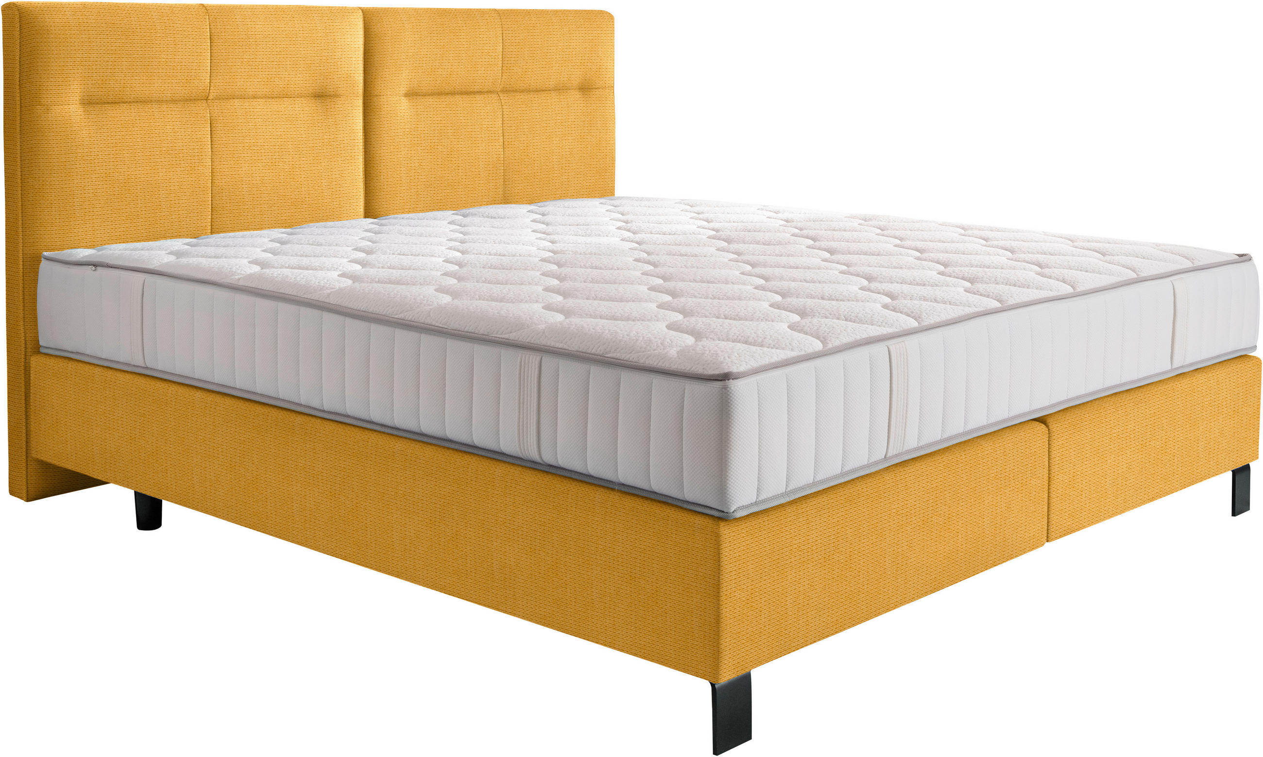 BOXSPRINGBETT 240/220 cm  in Dunkelgelb  - Dunkelgelb/Schwarz, Konventionell, Textil/Metall (240/220cm) - Esposa