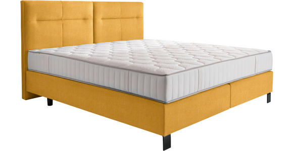 BOXSPRINGBETT 180/220 cm  in Dunkelgelb  - Dunkelgelb/Schwarz, KONVENTIONELL, Textil/Metall (180/220cm) - Esposa