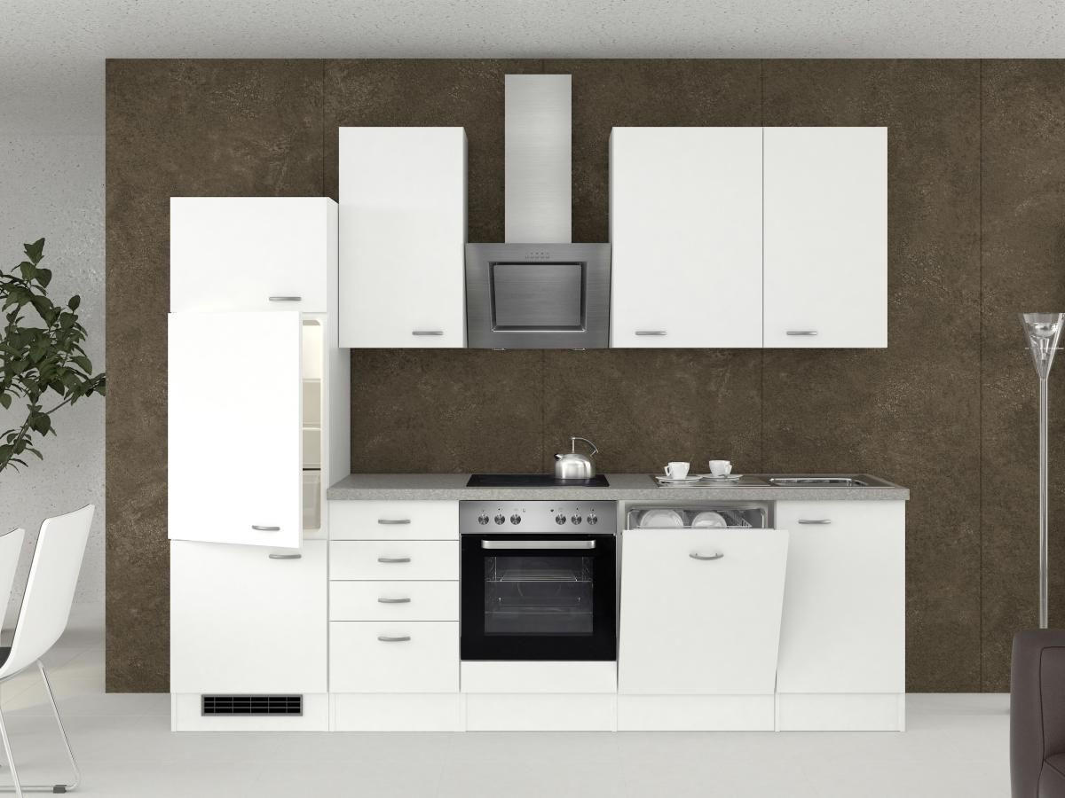 KÜCHENBLOCK 280 cm   in Weiß  - Edelstahlfarben/Hellgrau, MODERN, Holzwerkstoff/Kunststoff (280cm) - FlexWell