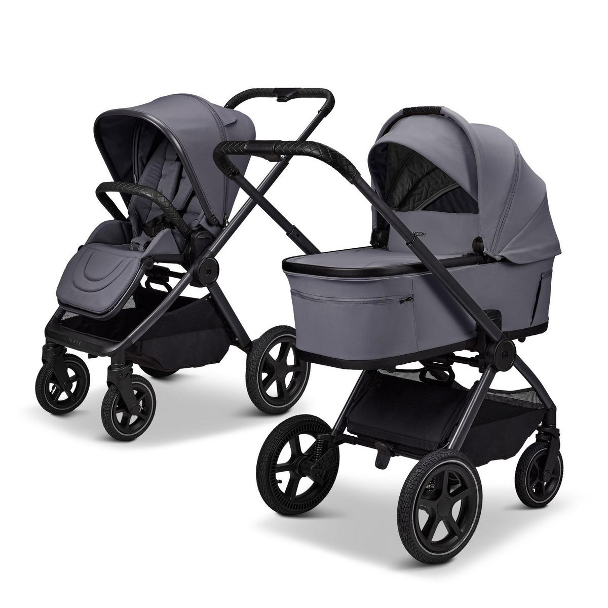 KINDERWAGENSET  GIO FOLD SET AIR  graphite  - Hellgrau/Grau, Basics, Textil/Metall (120/58/92cm) - Moon Edition