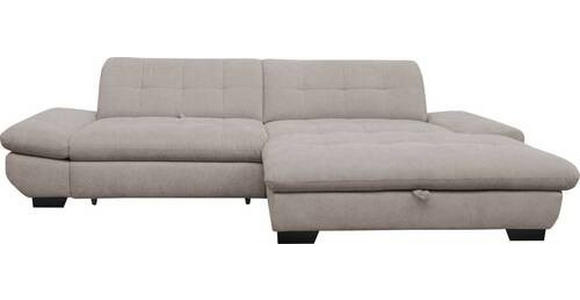 ECKSOFA in Mikrofaser Hellgrau  - Hellgrau/Schwarz, Design, Textil/Metall (290/198cm) - Xora