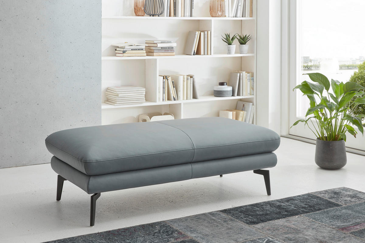 2,5 ÜLÉSES KANAPÉ bőr szürke  - fekete/szürke, Design, bőr/fém (196/86/104cm) - Dieter Knoll