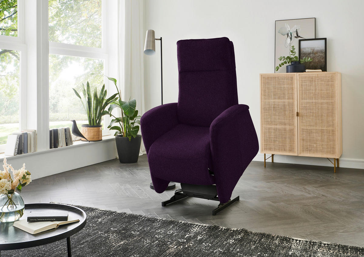 FERNSEHSESSEL in Chenille Violett  - Violett, Konventionell, Textil (79/114/87-176cm) - Valdera