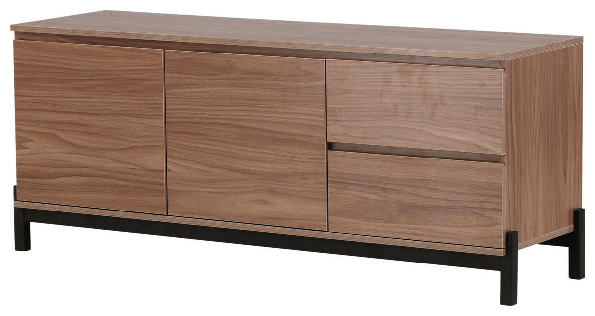 SIDEBOARD 135/56/40 cm  - Nussbaumfarben/Schwarz, Design, Holz/Holzwerkstoff (135/56/40cm) - Livetastic