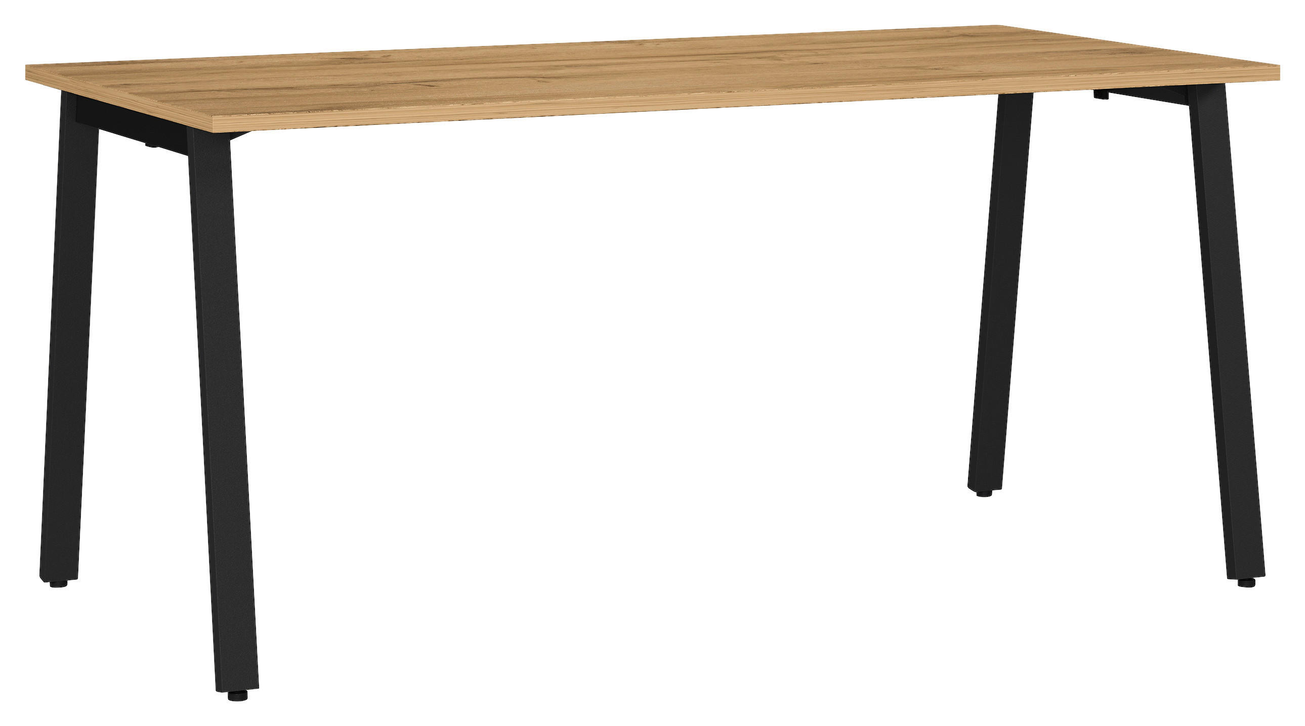 SCHREIBTISCH 160/80/75 cm Schwarz, Eichefarben in verschiedenen Holz-Dekoren erhältlich, justierbare Füße  - Eichefarben/Schwarz, MODERN, Holzwerkstoff/Metall (160/80/75cm) - Novel