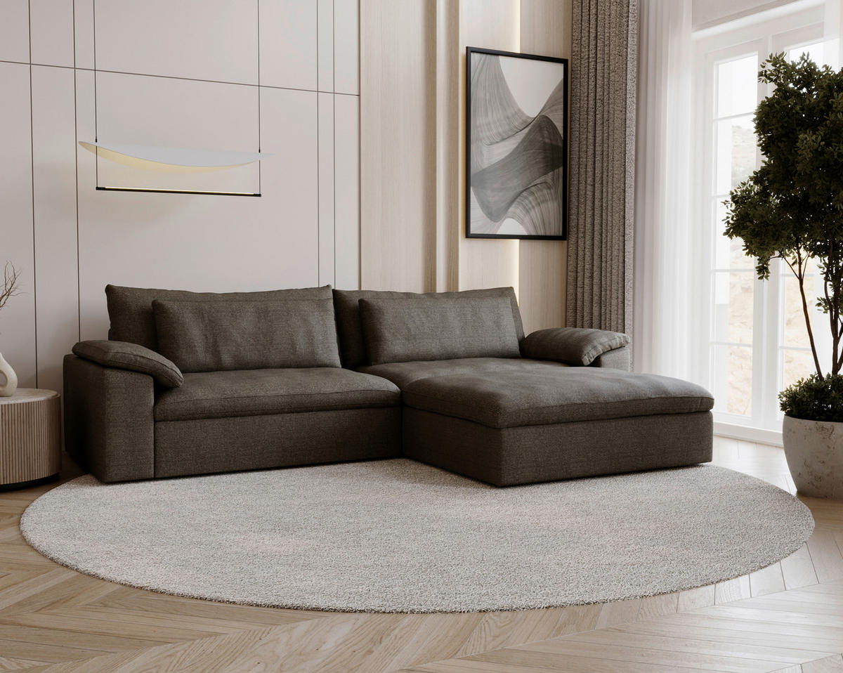 ECKSOFA  in Webstoff Braun  306/198 cm  - Schwarz/Braun, MODERN, Kunststoff/Textil (306/198cm) - Carryhome