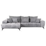 ECKSOFA in Flachgewebe Hellgrau  - Hellgrau/Schwarz, KONVENTIONELL, Textil/Metall (205/300cm) - Carryhome