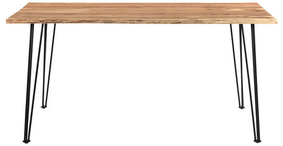 ESSTISCH 120/80/76 cm Akazie massiv Holz, Metall Schwarz, Akaziefarben rechteckig  - Schwarz/Akaziefarben, Design, Holz/Metall (120/80/76cm) - Linea Natura