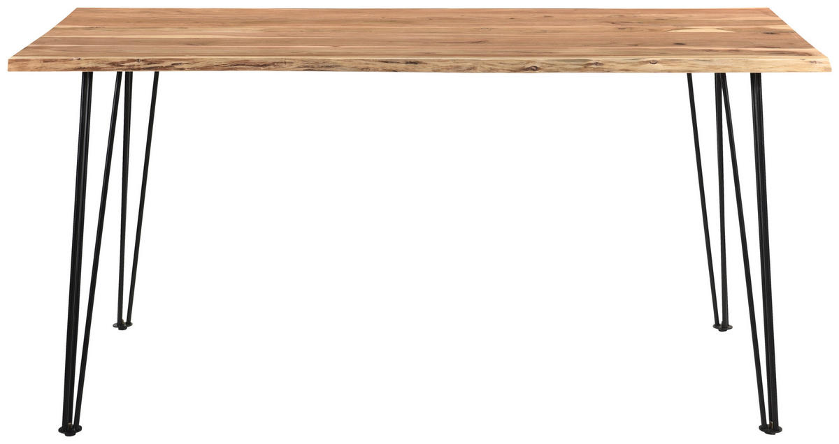 ESSTISCH Akazie Hartholz rechteckig Schwarz, Akaziefarben  - Schwarz/Akaziefarben, Design, Holz/Metall (180/90/76cm) - Linea Natura