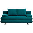 SCHLAFSOFA in Samt Petrol  - Chromfarben/Petrol, Design, Kunststoff/Textil (196/74/90cm) - Carryhome