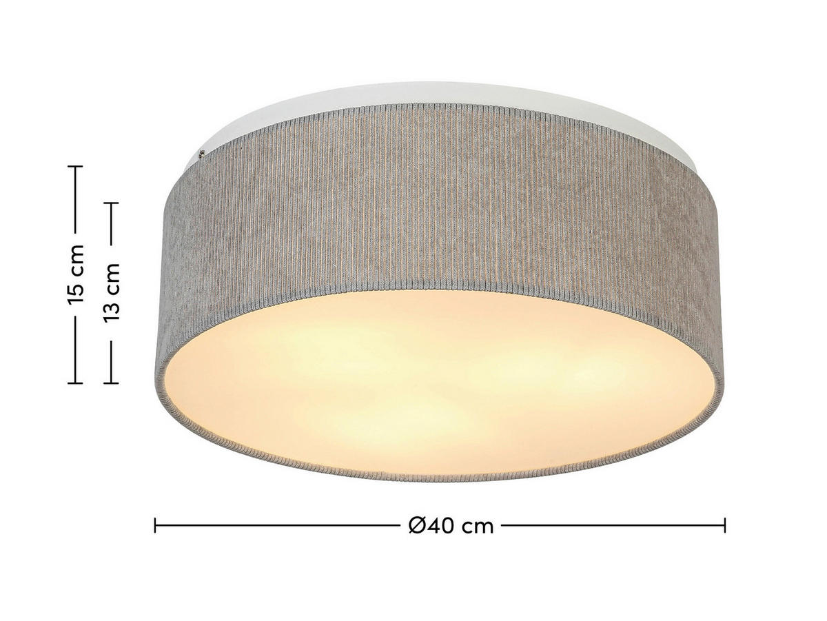 DECKENLEUCHTE 40/15 cm  - Hellgrau, Trend, Kunststoff/Textil (40/15cm) - Novel