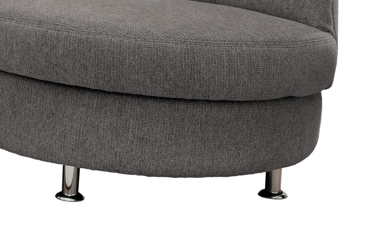 ECKSOFA in Chenille Graubraun  - Chromfarben/Graubraun, Modern, Textil/Metall (275/236cm) - Livetastic