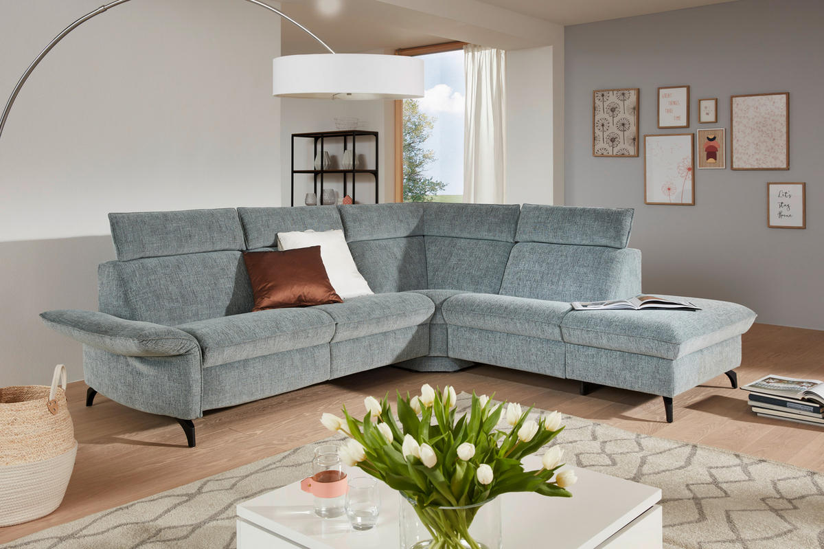 WOHNLANDSCHAFT in Mikrofaser Silberfarben  - Edelstahlfarben/Silberfarben, Design, Textil/Metall (199/258cm) - Himolla
