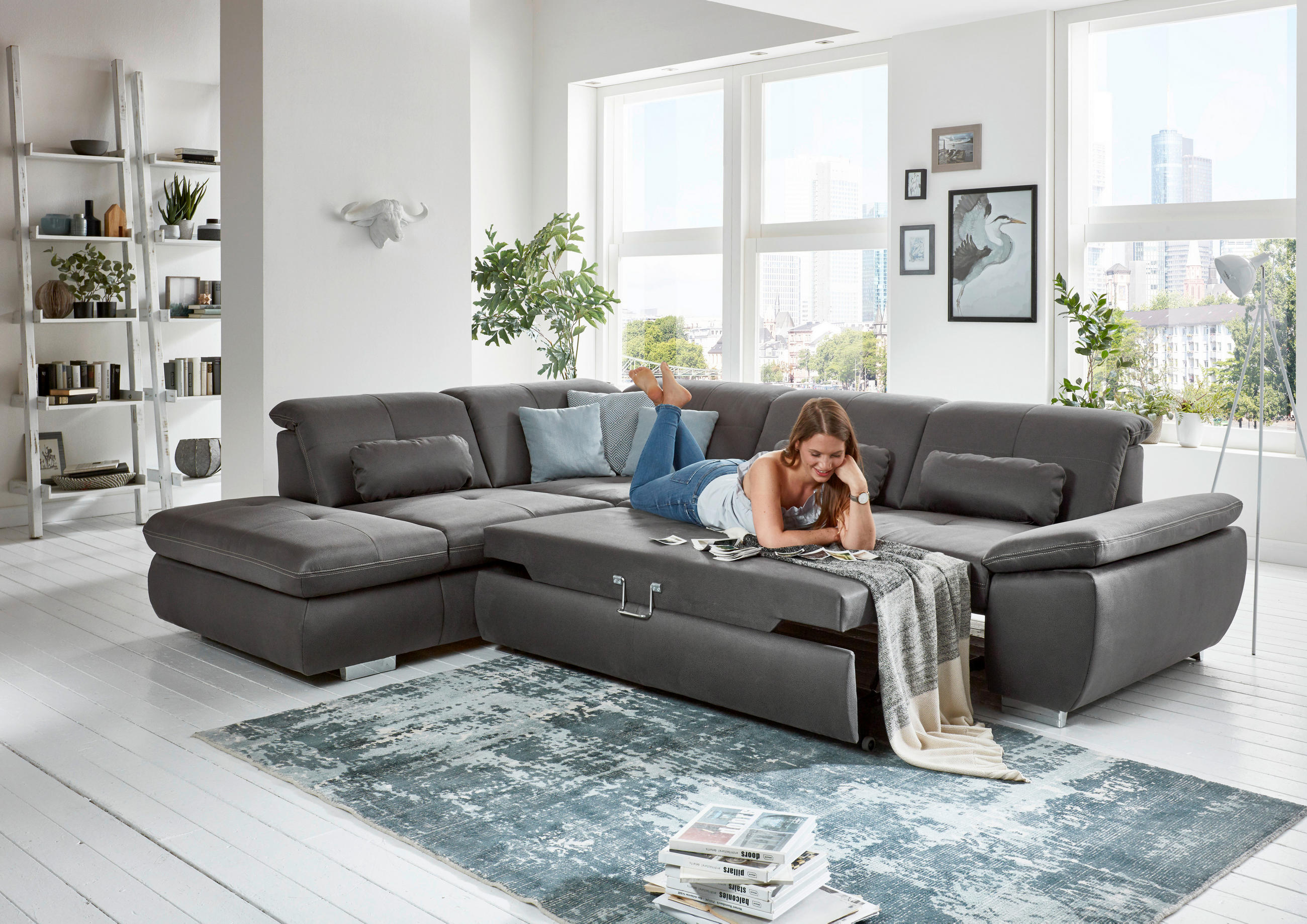 KUTNA GARNITURA drvo, metal, plastika, tekstil, drvni materijal antracit - bež/antracit, Moderno, drvni materijal/drvo (260/318cm) - Beldomo Speed