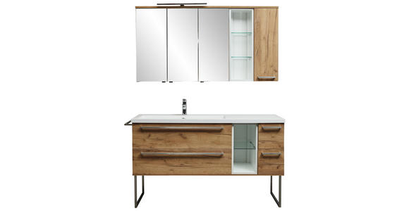 BADEZIMMER - Eichefarben/Weiß, Basics, Glas/Holzwerkstoff (145cm) - Dieter Knoll