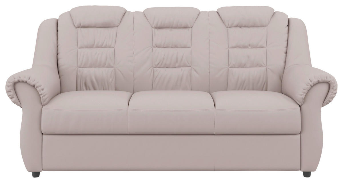 3-SITZER-SOFA in Lederlook Hellgrau  - Hellgrau/Schwarz, KONVENTIONELL, Kunststoff/Textil (196/102/101cm) - Livetastic