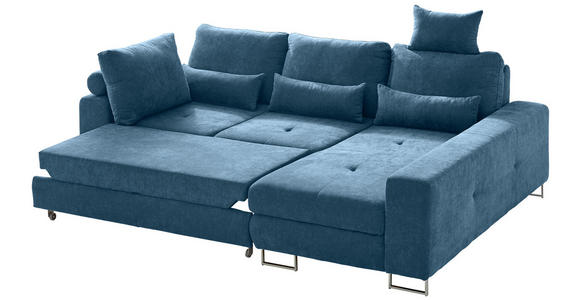 ECKSOFA in Flachgewebe Blau  - Blau, Design, Textil/Metall (260/188cm) - Hom`in