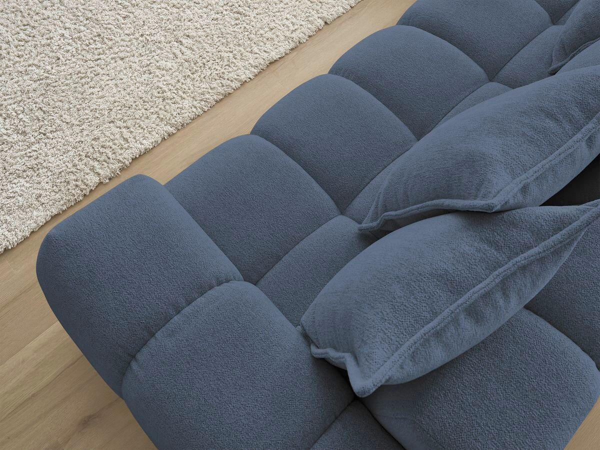 ECKSOFA Ottomane links  EVEREST Dunkelblau Flachgewebe  - Schwarz/Dunkelblau, MODERN, Kunststoff/Textil (210/352cm)