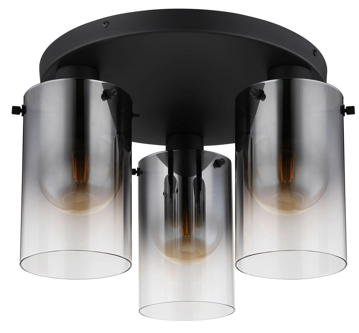 DECKENLEUCHTE  40,5/26 cm    - Klar/Schwarz, Basics, Glas/Metall (40,5/26cm) - Globo