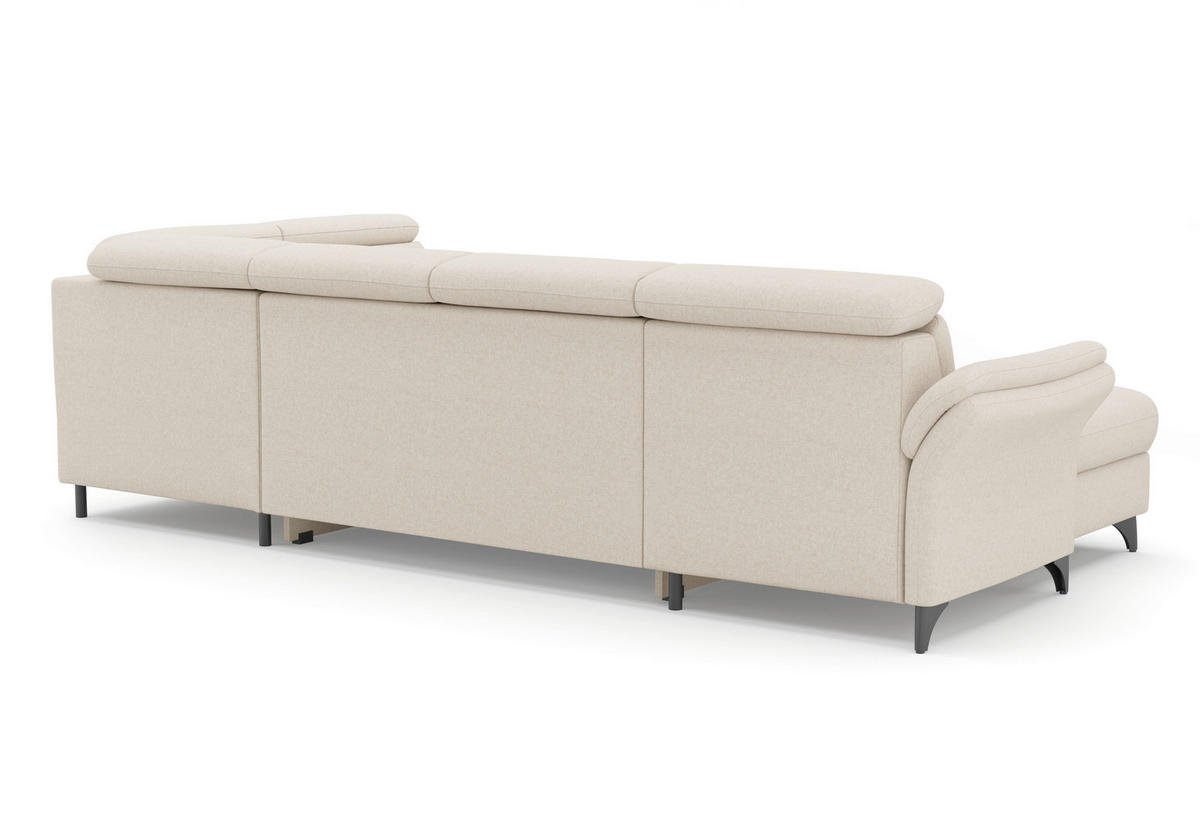 WOHNLANDSCHAFT GLENDALE E Creme Flachgewebe  - Creme/Schwarz, KONVENTIONELL, Textil/Metall (166/321/193cm) - Sit & More