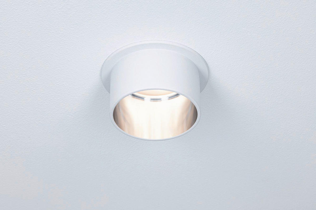 DECKENLEUCHTE 93385 6,8 cm  - Silberfarben/Weiß, Basics, Metall (6,8cm) - Paulmann