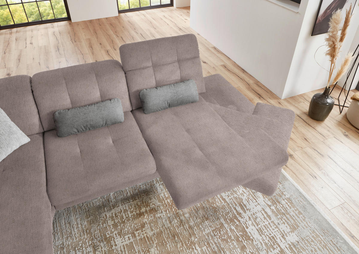 ECKSOFA in Flachgewebe Silberfarben  - Silberfarben/Schwarz, Design, Textil/Metall (190/309cm) - Beldomo Style