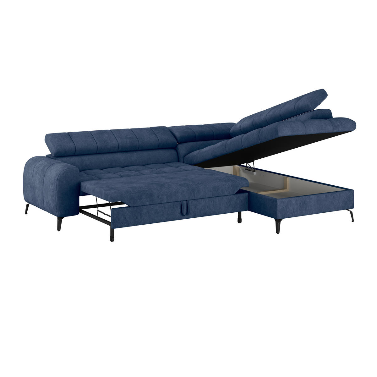 ECKSOFA in Blau  - Blau/Schwarz, Trend, Kunststoff/Textil (261/203cm) - Livetastic