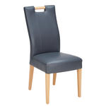 STUHL  in Lederlook  - Buchefarben/Grau, KONVENTIONELL, Holz/Textil (47/100/64cm) - Cantus