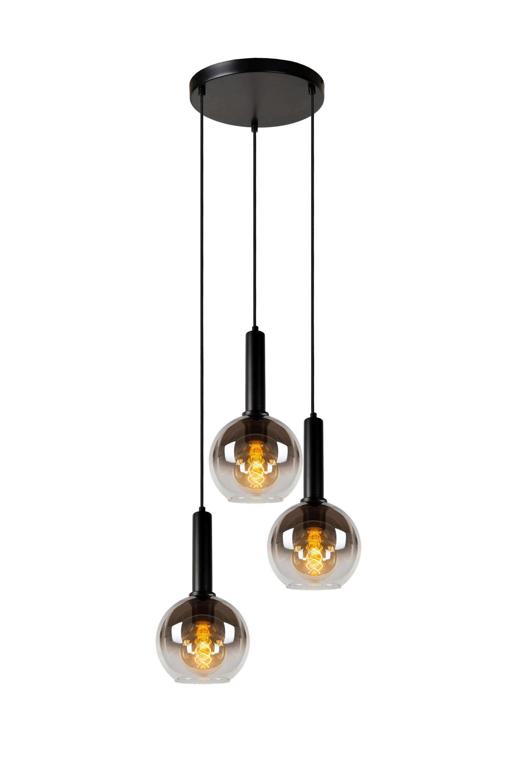 HÄNGELEUCHTE Marius 48.5/150 cm   - Schwarz, Design, Glas (48.5/150cm) - Lucide