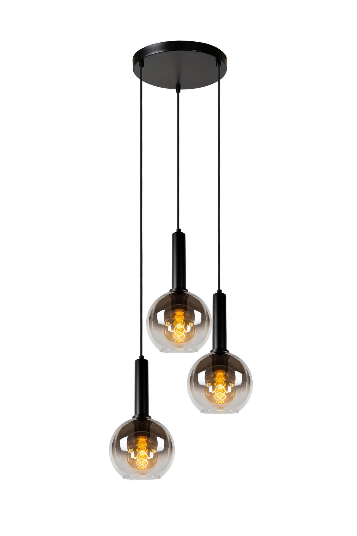 HÄNGELEUCHTE Marius 48.5/150 cm   - Schwarz, Design, Glas (48.5/150cm) - Lucide