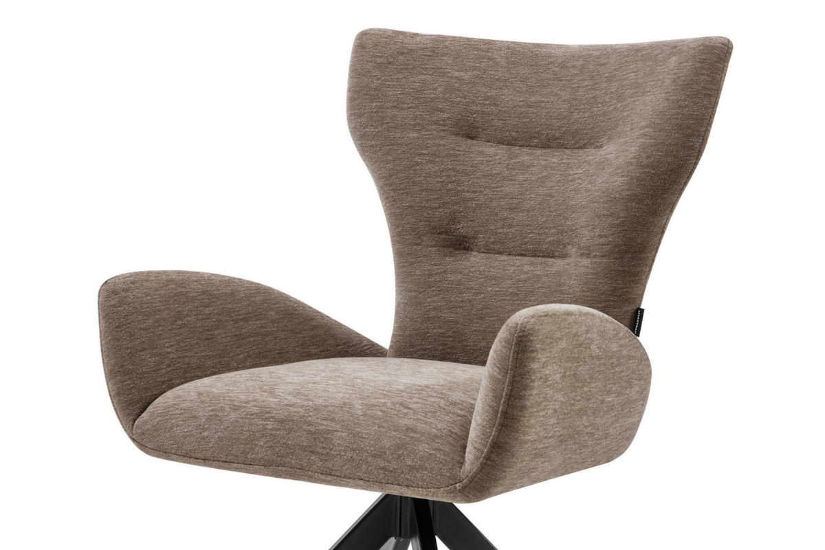 ARMLEHNSTUHL  Sitzfläche 360° drehbar Chenille  Schwarz, Taupe  - Taupe/Schwarz, MODERN, Holz/Textil (58/89/62,5cm) - Livetastic