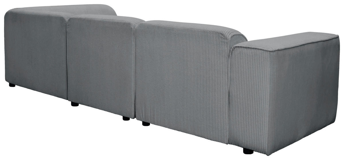 ECKSOFA ANTHONY Grau Cord  - Schwarz/Grau, Design, Kunststoff/Textil (275/163cm) - MID.YOU