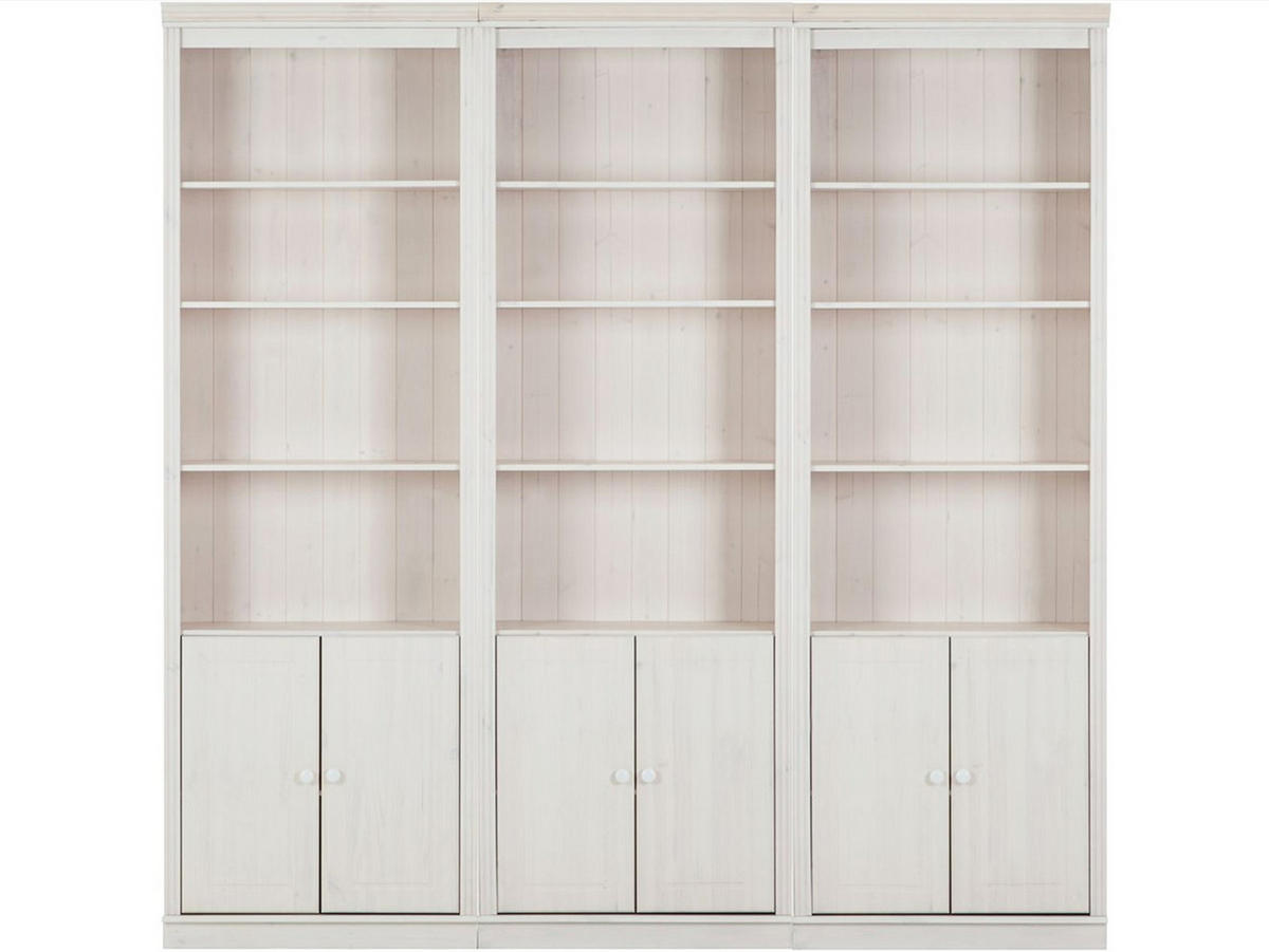 NÁSTENNÁ KNIŽNICA, biela, farba borovice, borovica, 223/222/34 cm - biela/farba borovice, Design, drevo (223/222/34cm) - MID.YOU