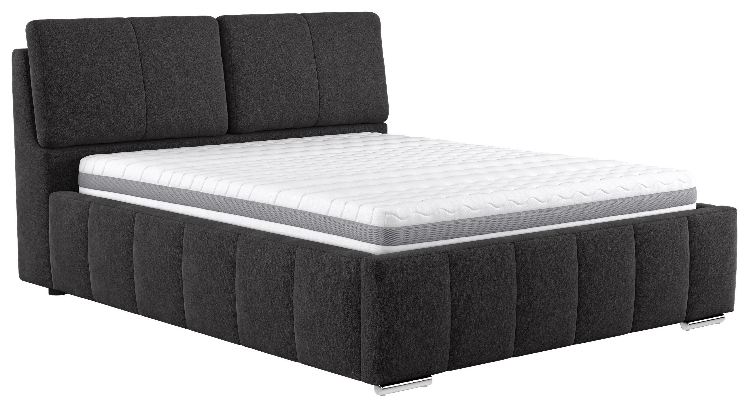 KÁRPITOZOTT ÁGY 180/200 cm  fekete  - bükkszínű/fekete, Basics, faalapú anyag/textil (180/200cm) - Carryhome