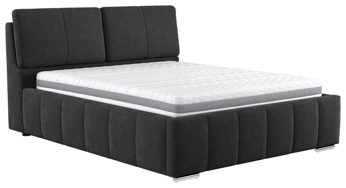 KÁRPITOZOTT ÁGY 180/200 cm  fekete  - bükkszínű/fekete, Basics, faalapú anyag/textil (180/200cm) - Carryhome