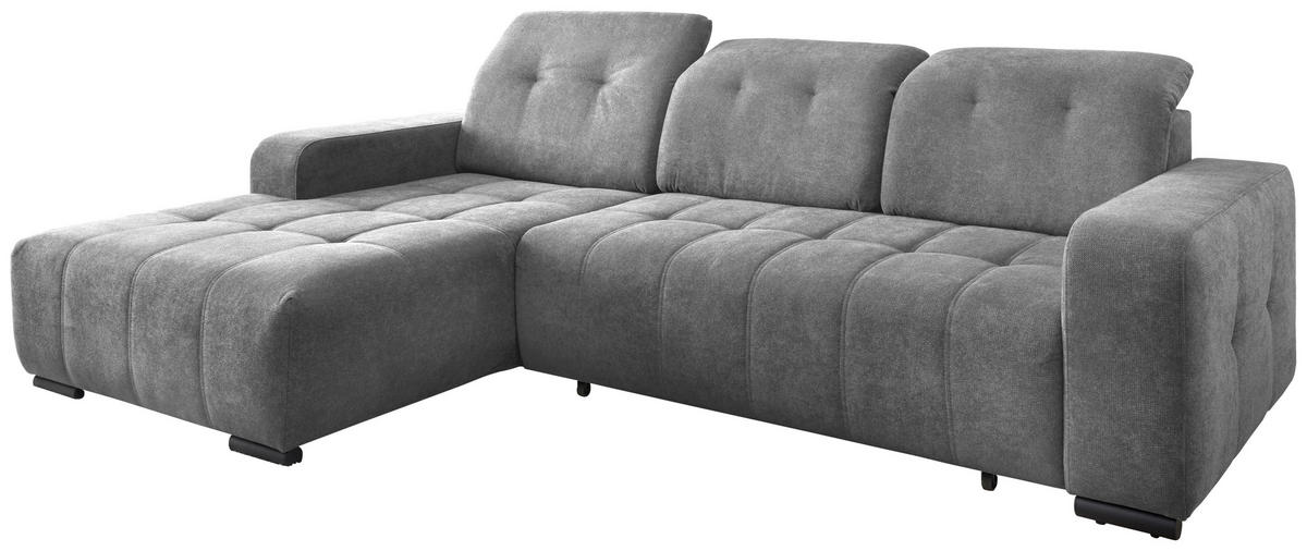 ECKSOFA Vicari Dunkelgrau Chenille  - Dunkelgrau/Schwarz, MODERN, Textil/Metall (292/185cm) - Livetastic