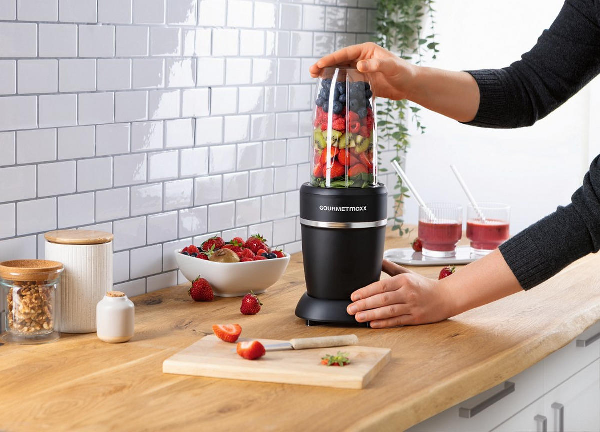 STANDMIXER GOURMETmaxx  - Transparent/Schwarz, Basics, Kunststoff/Metall (25,7/15,2/23,5cm) - GOURMETMAXX