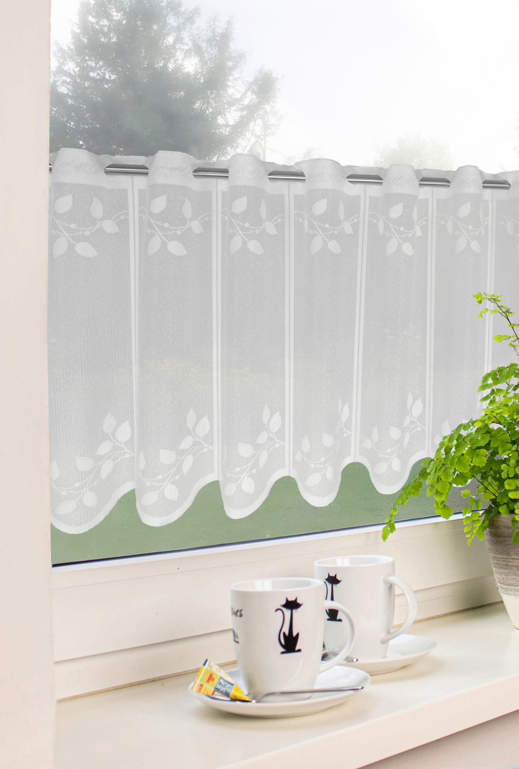 KURZGARDINE   150/45 cm   - Weiß, KONVENTIONELL, Textil (150/45cm)